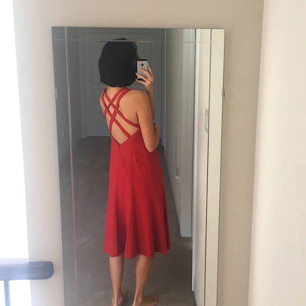 Red Ralph Lauren Open-Back Cocktail Dress